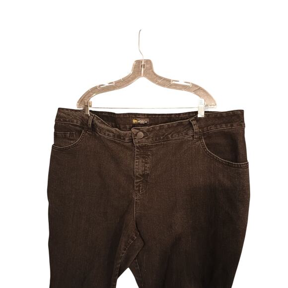 Lee Plus‎ Petite Relaxed Fit Straight Leg High Rise Jeans Black Women's Size 26W - Picture 3 of 9